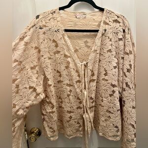 Free People Beige Lace Top